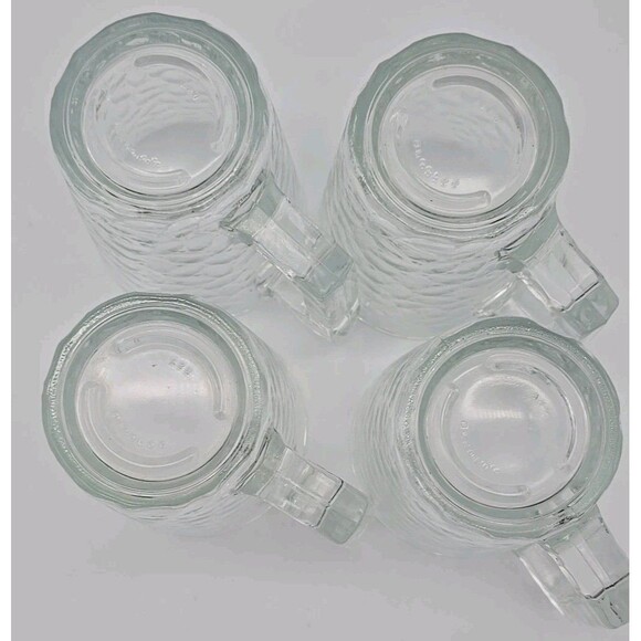 Arcoroc Pebbled Glass Mugs Pebble Pattern Coffee Tea Cup 4 Pcs France Vtg - Picture 7 of 8